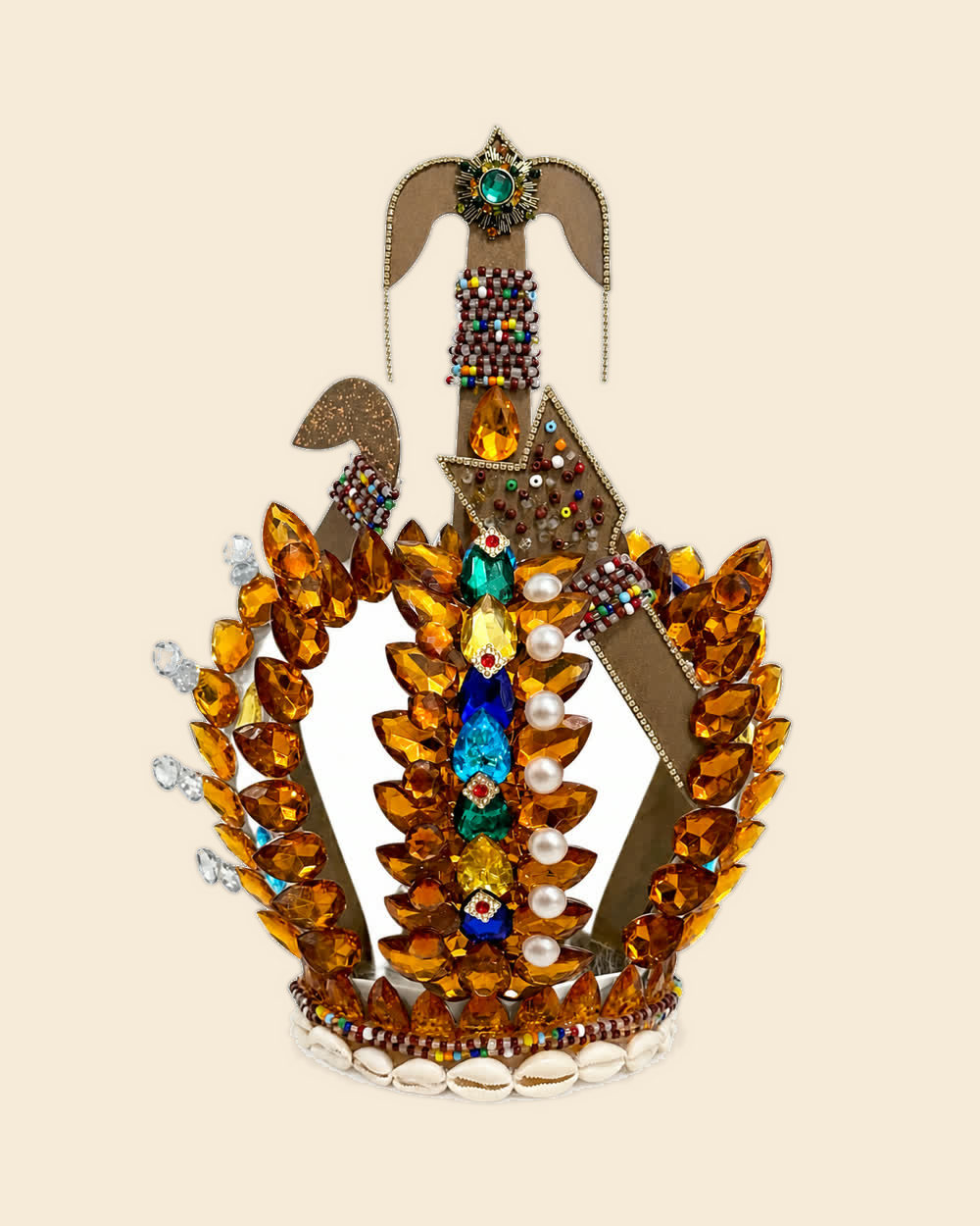 Corona de Agayú ámbar con herramientas y cristales de colores