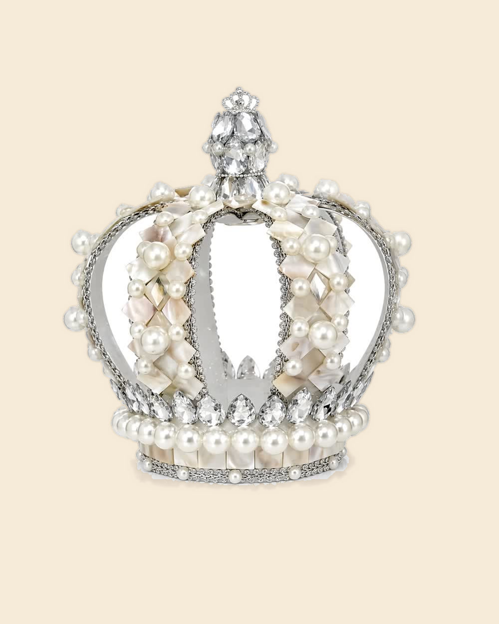 Corona de Obatalá blanca de perlas y nácar