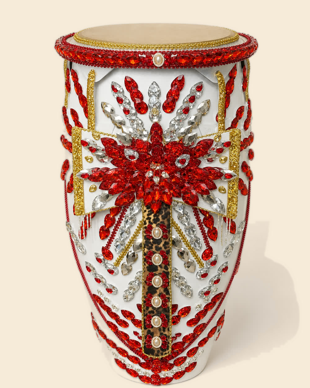 Tambor de Changó blanco y rojo